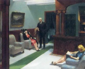 Edward Hopper Painting - hotel lobby Edward Hopper